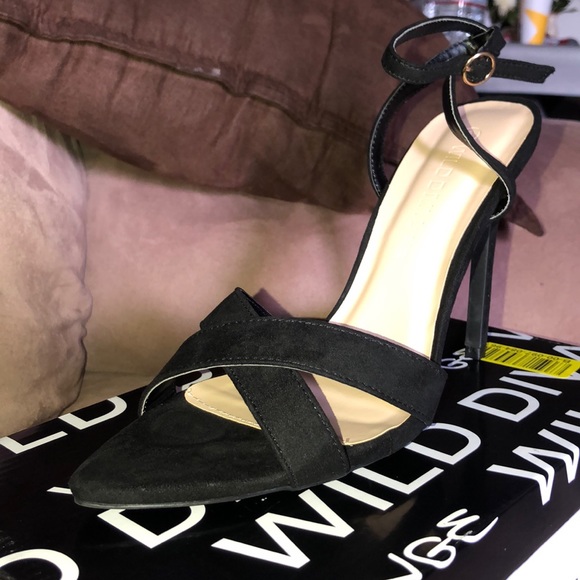 Faux Suede Crisscross Ankle-Strap Heels - Picture 4 of 4